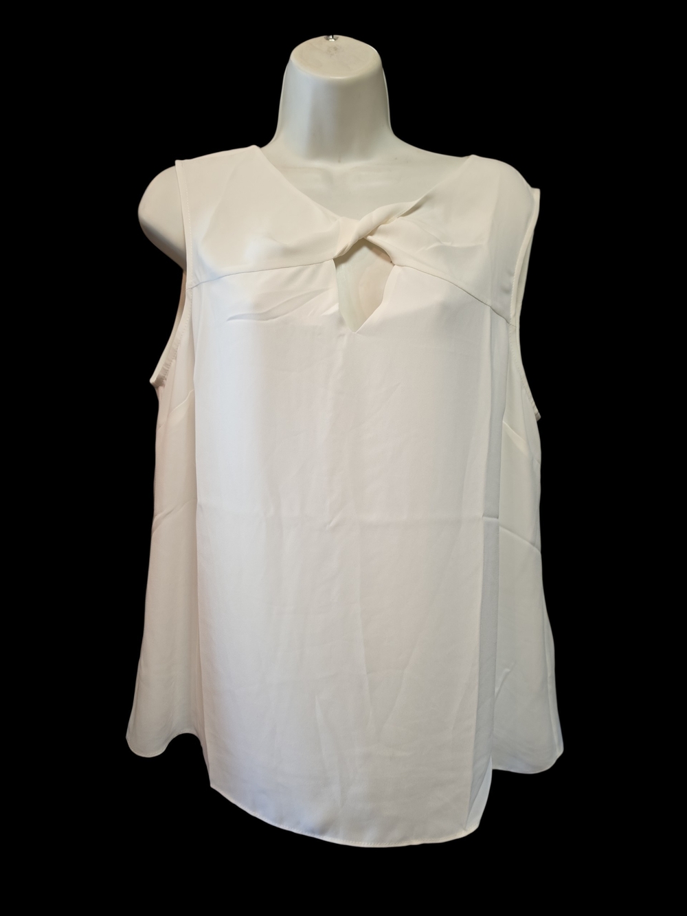 Dora Landa Sleeveless Twist-Keyhole Blouse in Ivory Sz s